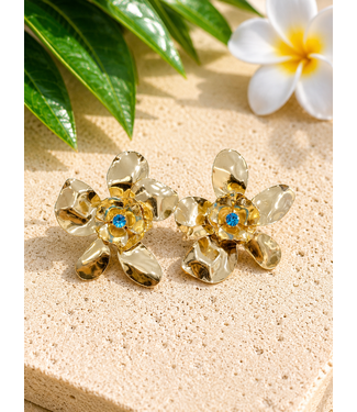 POPPING PETALS EARRINGS - AQUA