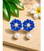 Caught In The Middle Pearl Earrings - Royal Blue
