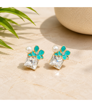 PIT PAT RHINESTONE EARRINGS - MINT