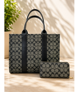 Working Lady Tote & Wallet Set - Black