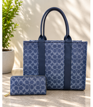 Working Lady Tote & Wallet Set - Navy