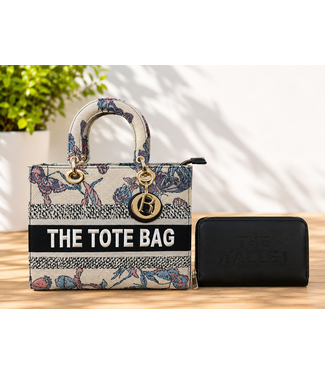 Lost In Paradise 2PC Tote Bag & Wallet Set - Black
