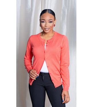 Orange Round Neck Cardigan