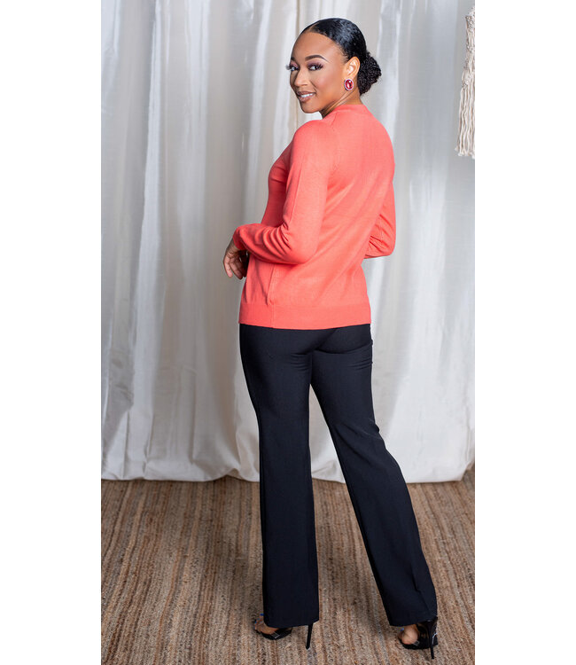 Orange Round Neck Cardigan