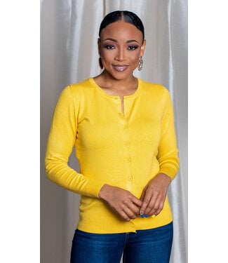 Yellow Round Neck Cardigan