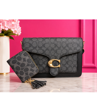 CEE CEE SHOULDER BAG & WALLET SET - BLACK
