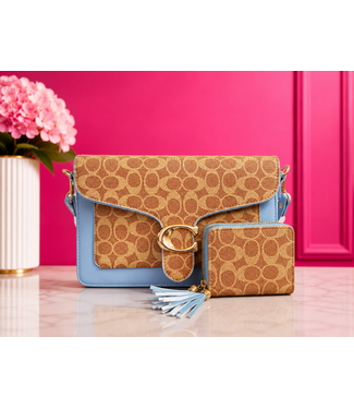 CEE CEE SHOULDER BAG & WALLET SET - BLUE