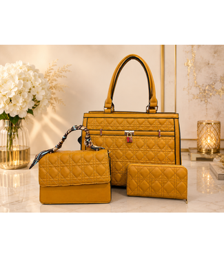 Meant For You 3PC  Handbag Set - MUSTARD