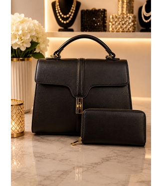 DOCTOR'S ORDERS HANDBAG & WALLET SET - BLACK