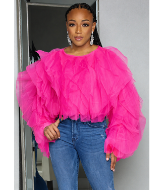 Ruffle Rush Top - Hot Pink