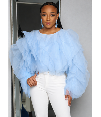 Ruffle Rush Top - Light Blue