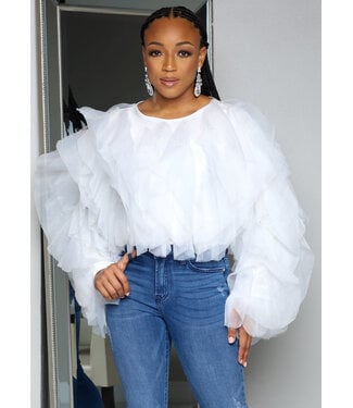 Ruffle Rush Top - White