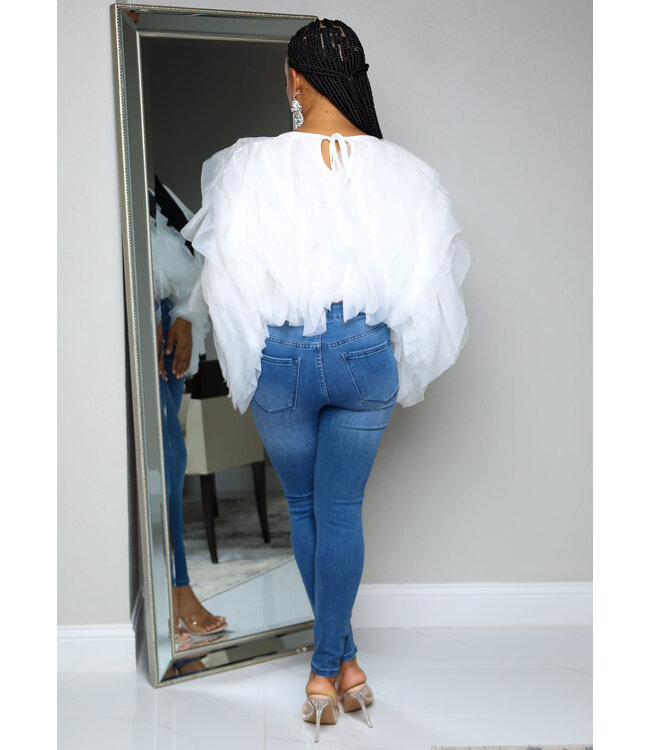 Ruffle Rush Top - White