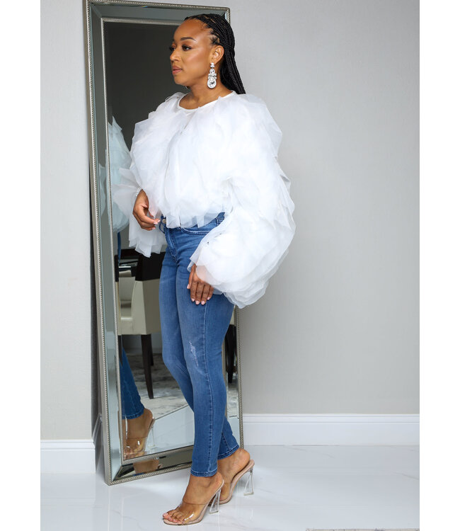 Ruffle Rush Top - White