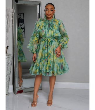 Sweet Ruffles Dress - Green