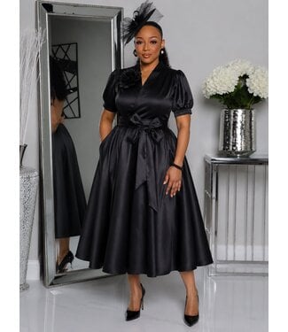 Wrap Me Pretty Midi Dress - Black