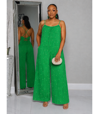 Pearls, Prisms & Pleats Jumpsuit - Green