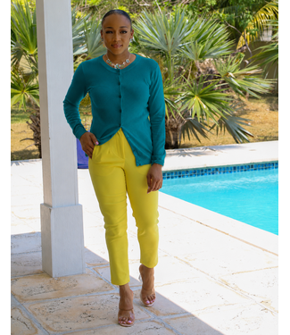Dark Green Round Neck Cardigan