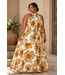 PLUS Mocha Bloom Maxi Dress