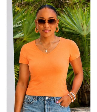 Melon V-Neck Knit T-Shirt PREMIUM COTTON