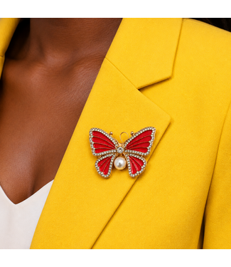 Spread Your Wings Brooch - Pink Coral