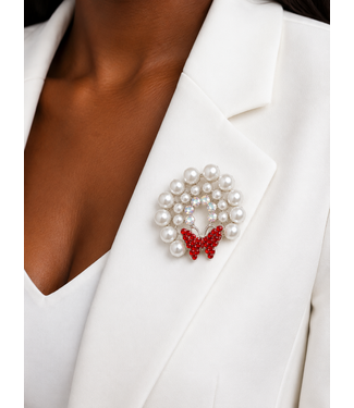 FLY ME AWAY BROOCH - SILVER RED