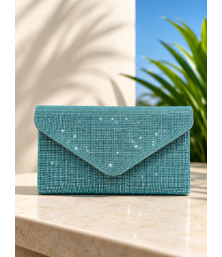 LET'S DANCE RHINESTONE CLUTCH - BLUE