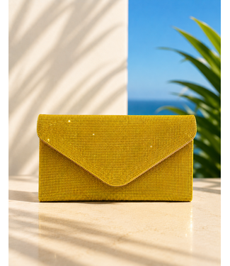 LET'S DANCE RHINESTONE CLUTCH - YELLOW