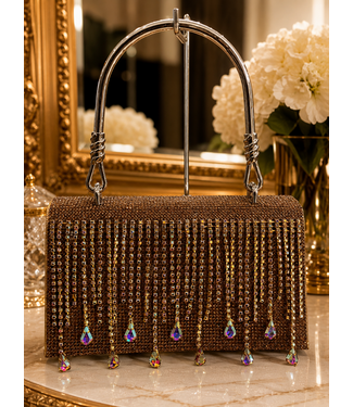 DRIPPING IN GOLD RHINESTONE CLUTCH - GOLD