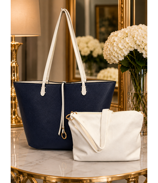 WILD THING REVERSIBLE 2PC HANDBAG SET - NAVY & WHITE