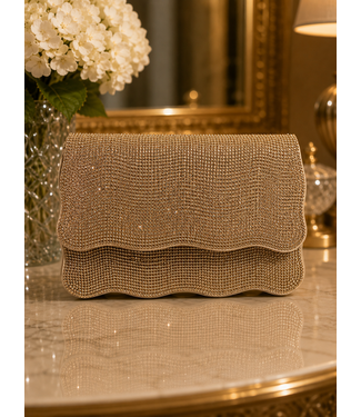 GOLDEN HOUR RHINESTONE CLUTCH - GOLD