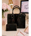 BACK TO BACK MEETINGS 2PC HANDBAG & WALLET SET - BLACK