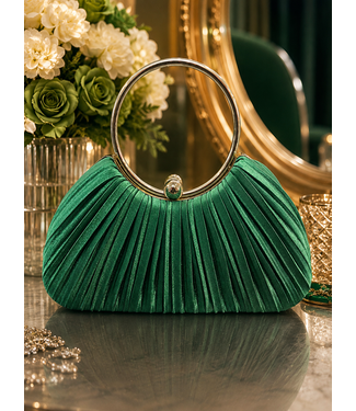 SATIN ELEGANCE CLUTCH - GREEN