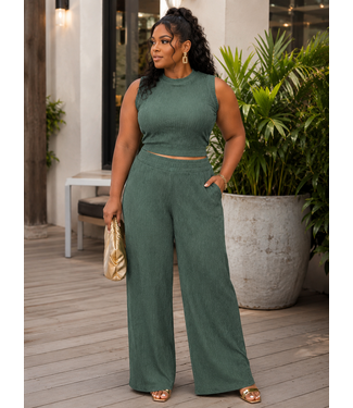 PLUS ON DEMAND PANT SET - SEAWEED