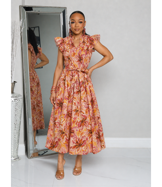 Falling Flowers Midi Dress