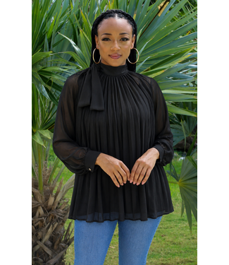You Better Work Pleated Top - Black