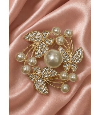Pearl Flutter Brooch - Gold