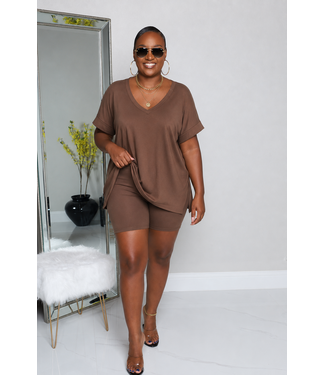 Envy Me Biker Shorts Set - Brown