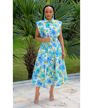 Dreamy Blues Floral Midi Dress
