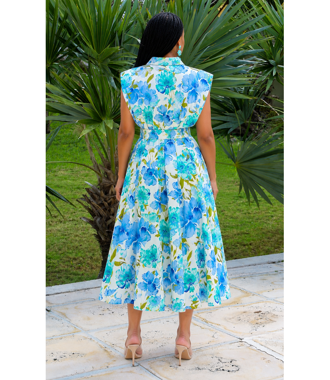 Dreamy Blues Floral Midi Dress