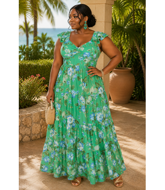 PLUS Enchanted Garden Floral Maxi Dress