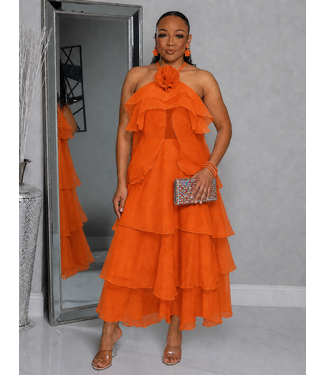 Lady With The Flower Dress - Burnt Orange