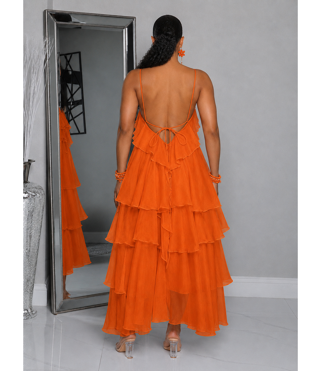 Lady With The Flower Dress - Burnt Orange