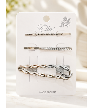 WISE ONE 3 PC HAIRPIN SET - SILVER