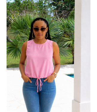 Flirt Alert Drawstring Top - Pink