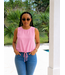 Flirt Alert Drawstring Top - Pink