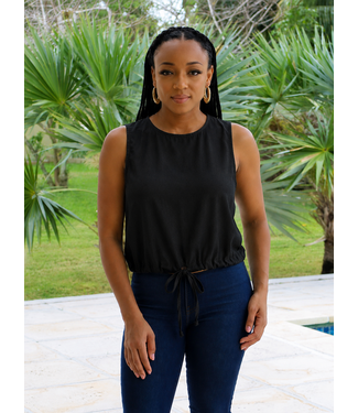 Flirt Alert Drawstring Top - Black