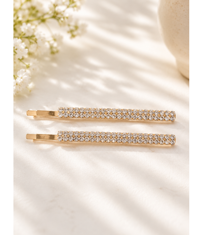BRIGHT LIKE A DIAMOND 2 PC HAIR PIN SET - GOLD