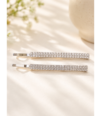 BRIGHT LIKE A DIAMOND 2 PC HAIR PIN SET - SILVER