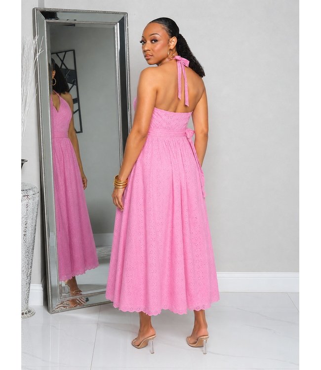 Rosey Lace Halter Dress